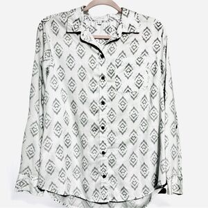 New Directions Aztec Patrern 100% Lyocel Button Down Top